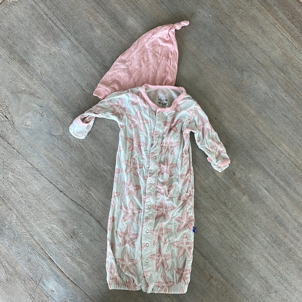 Kickee Pants - Layette Gown Converter & Single Knot Hat Set. Newborn